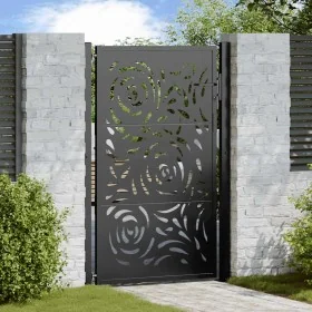 Puerta de jardín diseño llama acero negro 105x155 cm by , garden gates - Ref: Foro24-4100991, Price: 216,64 €, Discount: %