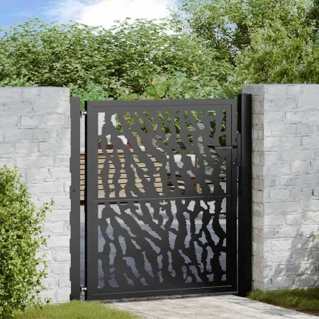 Puerta de jardín negra con diseño de carril de acero 105x106 cm by , garden gates - Ref: Foro24-4100979, Price: 160,86 €, Dis...