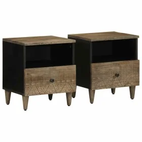 Mesitas noche 2 uds madera maciza mango gris claro 40x33x46 cm de , Mesitas de noche - Ref: Foro24-4017799, Precio: 115,59 €,...