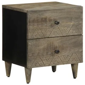 Mesita de noche de madera maciza de mango gris claro 40x33x46cm de , Mesitas de noche - Ref: Foro24-4017790, Precio: 72,25 €,...