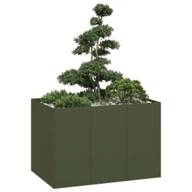 Jardinera acero verde oliva 120x80x80 cm de , Maceteros y jardineras - Ref: Foro24-860790, Precio: 122,06 €, Descuento: %
