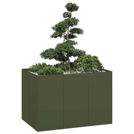 Jardinera acero verde oliva 120x80x80 cm de , Maceteros y jardineras - Ref: Foro24-860790, Precio: 122,06 €, Descuento: %