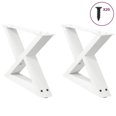 Patas para mesa de centro 2unidades acero blanco 60x(30-31,3)cm de , Patas para mesas - Ref: Foro24-4012689, Precio: 73,43 €,...