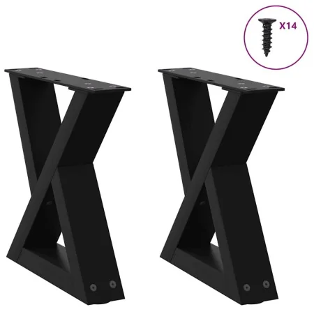 Patas para mesa de centro 2 unidades acero negro 40x(30-31,3)cm de , Patas para mesas - Ref: Foro24-4012680, Precio: 68,79 €,...