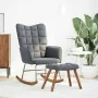 Mecedora con taburete de terciopelo gris oscuro de , Mecedoras - Ref: Foro24-4016844, Precio: 139,39 €, Descuento: %