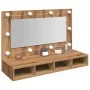 Mueble con espejo y LED roble artesanal 90x31,5x62 cm de , Tocadores de baño - Ref: Foro24-857006, Precio: 79,01 €, Descuento: %