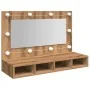 Mueble con espejo y LED roble artesanal 90x31,5x62 cm de , Tocadores de baño - Ref: Foro24-857006, Precio: 79,01 €, Descuento: %