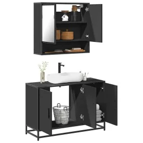 Juego de muebles de baño 2 pzas madera contrachapada negro de , Muebles de baño - Ref: Foro24-3300920, Precio: 165,96 €, Desc...