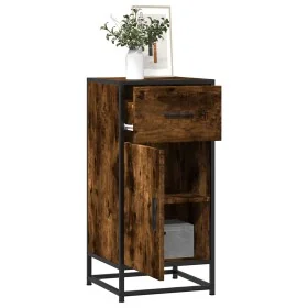 Aparador madera ingeniería y metal roble ahumado 35,5x35x76 cm by , Sideboards - Ref: Foro24-848961, Price: 67,61 €, Discount: %