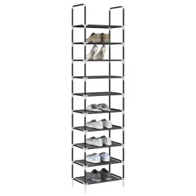 Zapatero 10 niveles negro 44x28x180 cm tejido no tejido de , Zapateros y organizadores de calzado - Ref: Foro24-4100620, Prec...