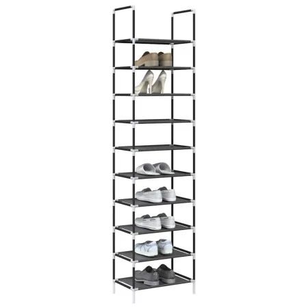 Zapatero 10 niveles negro 44x28x180 cm tejido no tejido de , Zapateros y organizadores de calzado - Ref: Foro24-4100620, Prec...