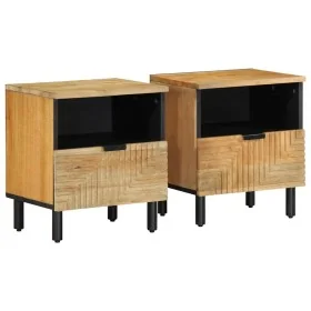 Mesitas de noche 2 uds madera maciza de mango marrón 40x33x46cm de , Mesitas de noche - Ref: Foro24-4017727, Precio: 109,84 €...