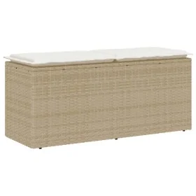 Banco de jardín con cojín ratán sintético beige 110x40x44 cm von , Gartenbänke - Ref: Foro24-4104149, Preis: 104,31 €, Rabatt: %