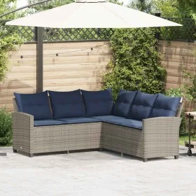 Sofá en forma de L con cojines ratán sintético gris de , Conjuntos de jardín - Ref: Foro24-365419, Precio: 305,82 €, Descuent...