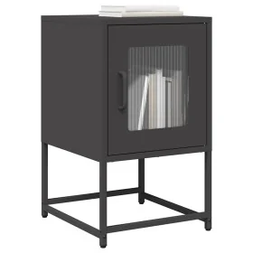 Mesita de noche acero laminado en frío negro 36x39x60,5 cm by , Nightstands - Ref: Foro24-853326, Price: 49,50 €, Discount: %