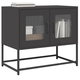 Mueble para TV acero laminado en frío negro 68x39x60,5 cm de , Muebles TV - Ref: Foro24-853332, Precio: 69,05 €, Descuento: %
