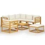 Garden furniture 8 pcs cream cushions solid acacia wood by vidaXL, Garden sets - Ref: Foro24-3057645, Price: 845,61 €, Discou...