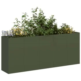 Jardinera de acero laminado en frío verde oliva 200x40x80 cm by , Pots and planters - Ref: Foro24-860727, Price: 200,15 €, Di...