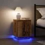 Mesilla de noche con luces LED madera vieja 38x34x50 cm by , Nightstands - Ref: Foro24-861279, Price: 46,92 €, Discount: %