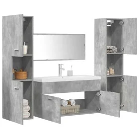 Set muebles de baño 5 piezas madera ingeniería gris hormigón de , Muebles de baño - Ref: Foro24-3324906, Precio: 408,90 €, De...