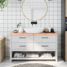Encimera baño madera maciza tratada marrón claro 140x30x(2-6)cm de , Encimeras - Ref: Foro24-3156146, Precio: 81,11 €, Descue...