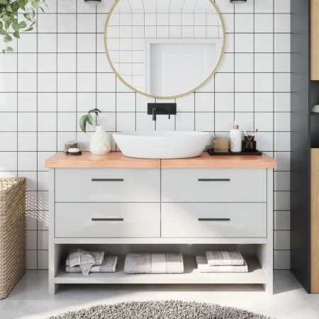Encimera baño madera maciza tratada marrón claro 140x30x(2-6)cm by , Countertops - Ref: Foro24-3156146, Price: 81,11 €, Disco...