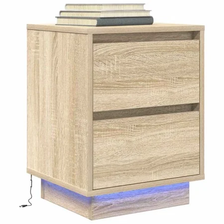 Mesilla de noche con luces LED roble Sonoma 38x34x50 cm by , Nightstands - Ref: Foro24-861287, Price: 57,56 €, Discount: %