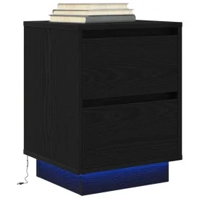 Mesilla de noche con luces LED negra 38x34x50 cm de , Mesitas de noche - Ref: Foro24-861285, Precio: 61,07 €, Descuento: %