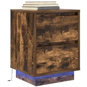 Mesilla de noche con luces LED roble ahumado 38x34x50 cm de , Mesitas de noche - Ref: Foro24-861291, Precio: 62,09 €, Descuen...