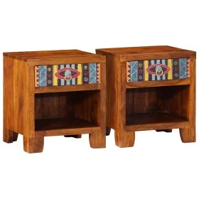 Mesita de noche 2 uds 40x35x45 cm madera maciza de acacia by , Nightstands - Ref: Foro24-4016490, Price: 177,13 €, Discount: %