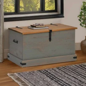 Baúl de almacenamiento HALDEN gris 91x48x47 cm madera maciza de , Baúles de almacenamiento - Ref: Foro24-4018403, Precio: 160...