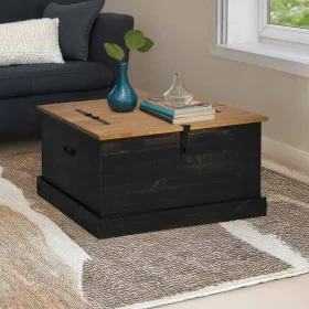 Baúl de almacenamiento HALDEN negro 91x91x47 cm madera maciza de , Baúles de almacenamiento - Ref: Foro24-4018408, Precio: 23...