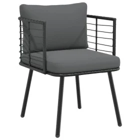 Silla de jardín con cojines ratán sintético negro de , Sillas de jardín - Ref: Foro24-4108259, Precio: 112,41 €, Descuento: %