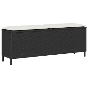 Banco de jardín con cojín negro 110x30x40,5 cm ratán sintético by , garden benches - Ref: Foro24-4104154, Price: 86,38 €, Dis...