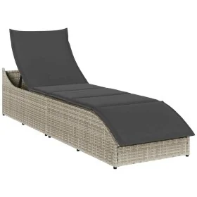 Tumbona plegable con cojín y espacio gris claro ratán sintético by , Loungers - Ref: Foro24-4104225, Price: 249,49 €, Discoun...