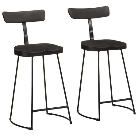 Taburetes de barra 2 uds negro 49x43x88 cm madera maciza mango de , Taburetes de cocina - Ref: Foro24-4013516, Precio: 150,48...