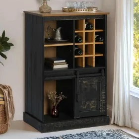 Vinoteca HALDEN con botelleros y puerta corredera negro pino de , Armarios para vino y licores - Ref: Foro24-4018448, Precio:...