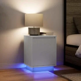 Mesillas de noche con luces LED 2 uds blanco 38x34x50 cm de , Mesitas de noche - Ref: Foro24-861266, Precio: 83,70 €, Descuen...