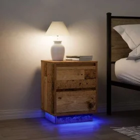 Mesillas de noche con luces LED 2 uds madera vieja 38x34x50 cm de , Mesitas de noche - Ref: Foro24-861298, Precio: 97,99 €, D...