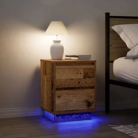 Mesillas de noche con luces LED 2 uds madera vieja 38x34x50 cm de , Mesitas de noche - Ref: Foro24-861298, Precio: 97,99 €, D...