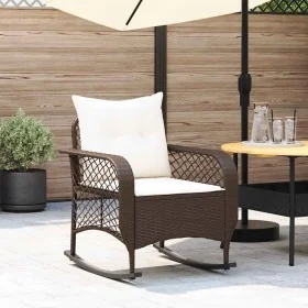 Silla mecedora de jardín con cojines ratán sintético marrón de , Sillas de jardín - Ref: Foro24-4104194, Precio: 118,24 €, De...