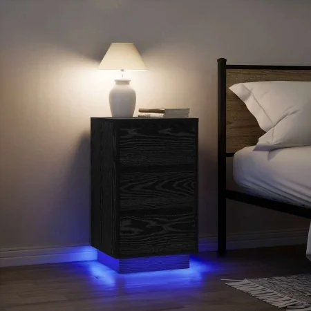 Mesilla de noche con luces LED negro38x34x65 cm de , Mesitas de noche - Ref: Foro24-861302, Precio: 74,43 €, Descuento: %