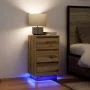 Mesilla de noche con luces LED roble artesanal 38x34x65 cm by , Nightstands - Ref: Foro24-861309, Price: 73,41 €, Discount: %