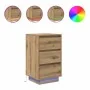Mesilla de noche con luces LED roble artesanal 38x34x65 cm by , Nightstands - Ref: Foro24-861309, Price: 73,41 €, Discount: %