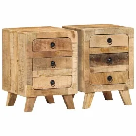 Mesilla de noche 2 uds 37x32x50 cm madera mango rugosa von , Nachttische - Ref: Foro24-4104516, Preis: 241,99 €, Rabatt: %