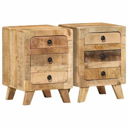 Mesilla de noche 2 uds 37x32x50 cm madera mango rugosa de , Mesitas de noche - Ref: Foro24-4104516, Precio: 241,99 €, Descuen...