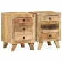 Mesilla de noche 2 uds 37x32x50 cm madera mango rugosa de , Mesitas de noche - Ref: Foro24-4104516, Precio: 241,99 €, Descuen...