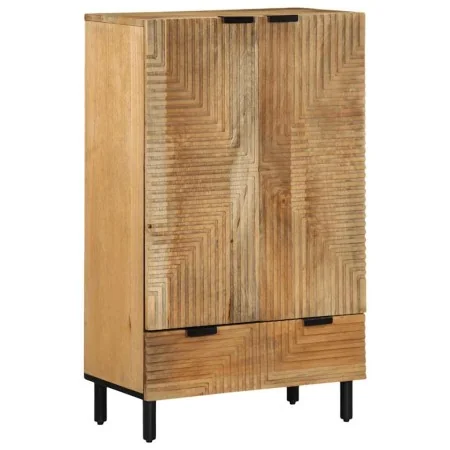 Aparador alto madera maciza de mango marrón 60x33x100 cm de , Almacenamiento para CD y DVD - Ref: Foro24-4017750, Precio: 255...
