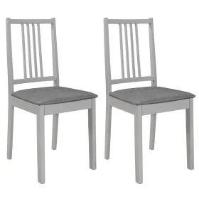 Sillas de comedor con cojines de madera maciza gris 2 unidades de , Sillas de comedor - Ref: Foro24-247638, Precio: 121,73 €,...