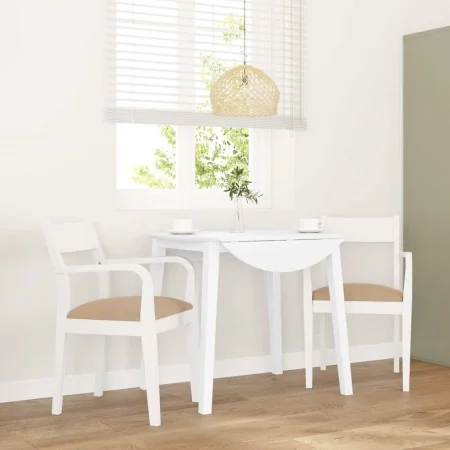 Sillas de comedor con cojines 2uds madera maciza blanco caucho de , Sillas de comedor - Ref: Foro24-4102514, Precio: 172,28 €...